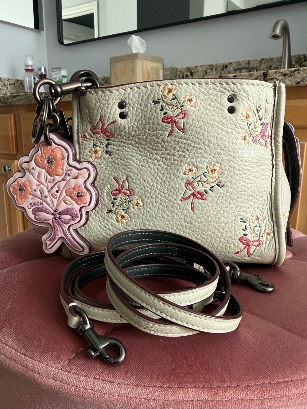 Coach Rogue 17 with Floral Bow Print (26835) and Floral Bow Charm